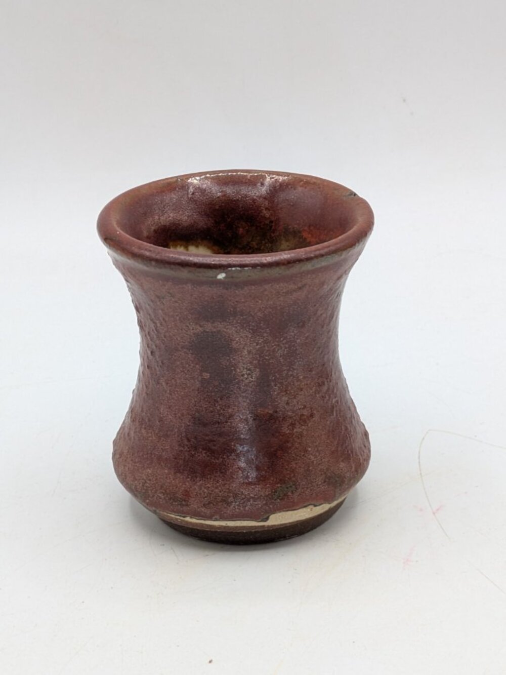 Studio Art Pottery Succulent Vase Toothpick Candle Holder Red Brown Glaze 3"